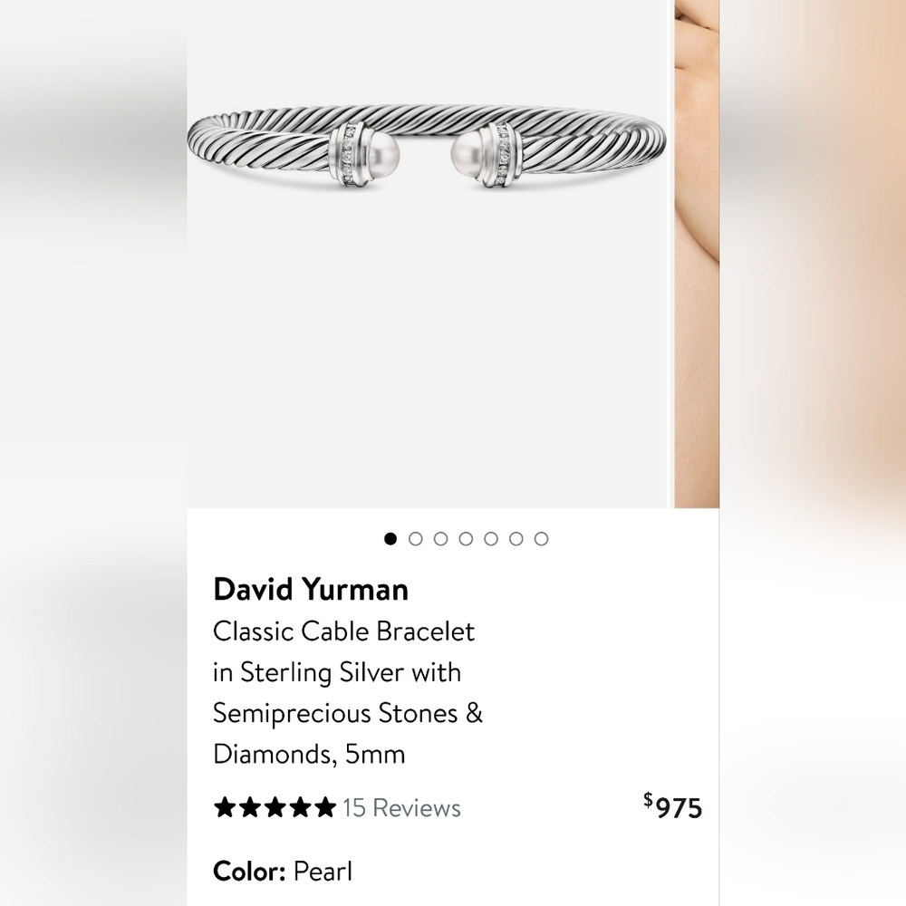 David Yurman Silver Cable Bracelet. #25